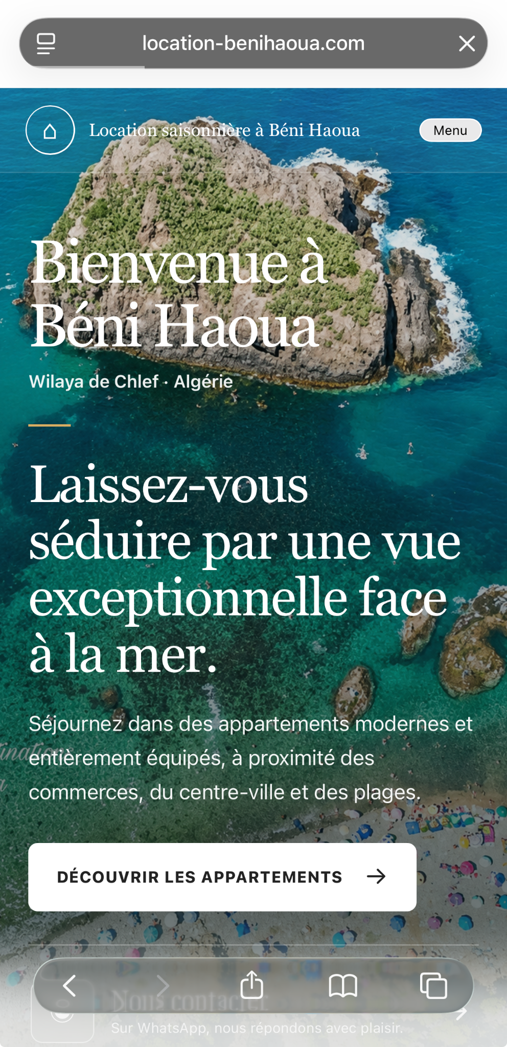 Location d’appartements — vue mobile